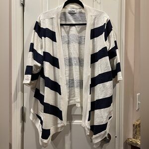 Avenue Navy Blue Striped Open Front Cardigan Sz 18/20